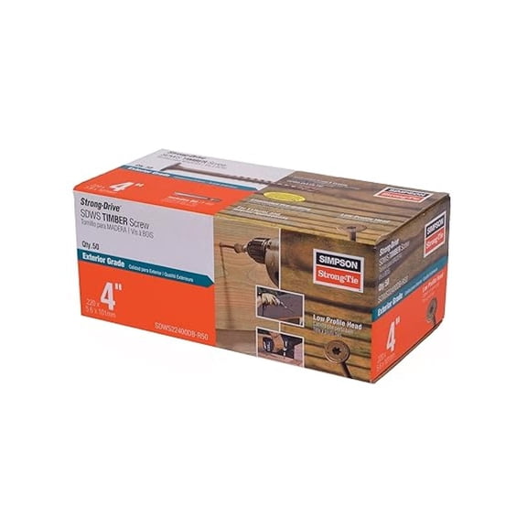 SDWS22400DB-R50 Strong-Drive SDWS Timber Screws (Exterior Grade), 0.220 Inch x 4 Inch, Double-Barrier Coated, Washer Head, Sawtooth Point, Tan (Pack of 50)