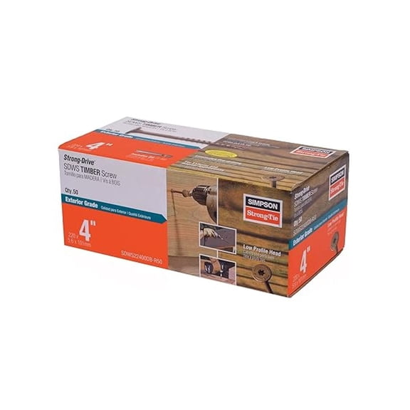 SDWS22400DB-R50 Strong-Drive SDWS Timber Screws (Exterior Grade), 0.220 Inch x 4 Inch, Double-Barrier Coated, Washer Head, Sawtooth Point, Tan (Pack of 50)