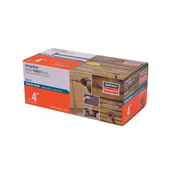 SDWS22400DB-R50 Strong-Drive SDWS Timber Screws (Exterior Grade), 0.220 Inch x 4 Inch, Double-Barrier Coated, Washer Head, Sawtooth Point, Tan (Pack of 50)