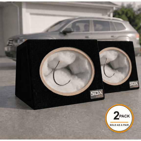 Tunes2Go 6 x 9 in. MDF Car Speaker Enclosure Boxes, Black, Pair