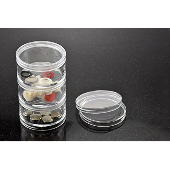 SE 2-3/4" Clear Plastic Storage Containers with Stackable Screw-On Lids (4 PC.) - 87446BB