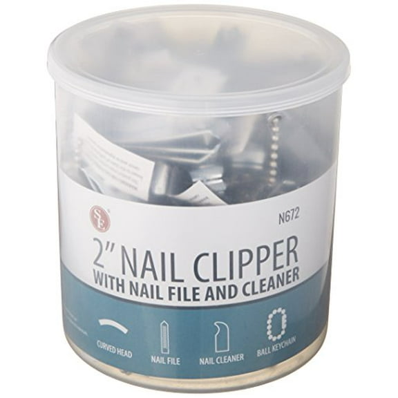 SE 2" Fingernail Clippers with Nail Files and Cleaners in a Jar (72-Pack) - N672