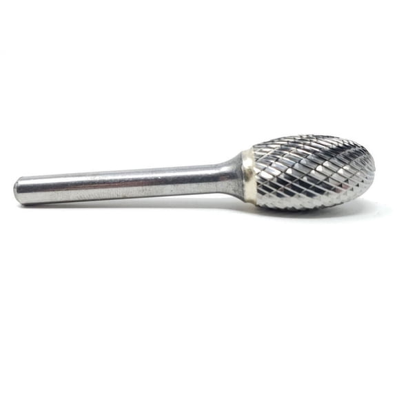 HELONGCO SE-6 Double Cut Oval Shape Carbide Burr Bit, 5/8" x 1", 1/4" Shank