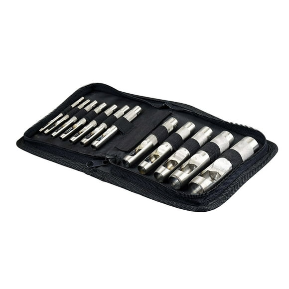 SE 791LP Heavy-Duty 12-Piece Hollow Leather Punch Set with Zipper Pouch