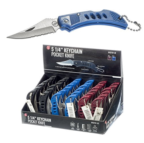 SE Assorted Color Mini Pocket Knives with Keychains (36-Pack) - KVS2101-36