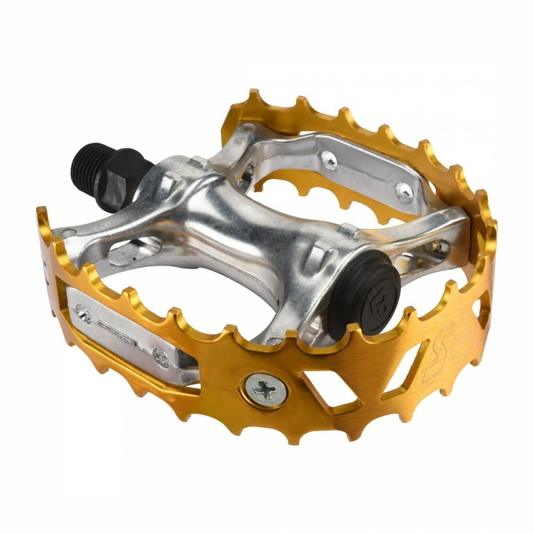 SE Bikes Bear Trap BMX Platform Pedals Alloy Silver Gold 9 16 Walmart