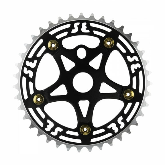 SE Bikes One Piece Chainring & Spider 39t 1pc Aluminum Black/Black BMX Bike