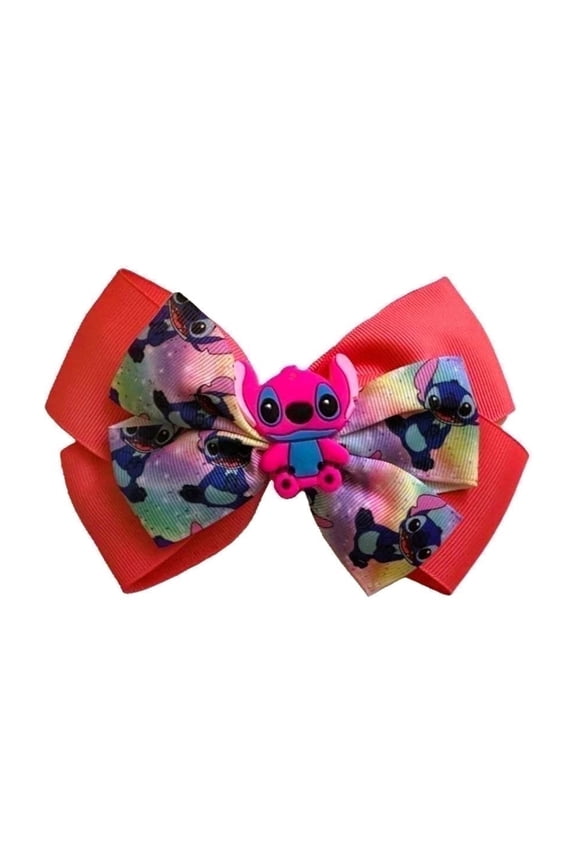 Cute Disney Stitch Hair Bows For Girls - One Large Printed Hair Bow Featuring your Favorite Stitch Characters - Alligator Clip - Birthday Gift for Girls Ages 3+
