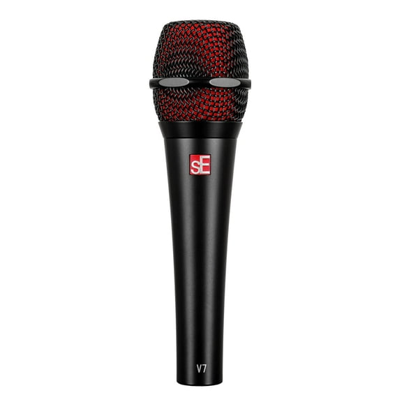 SE Electronics V7 BLACK Studio Grade Handheld Supercardioid Microphone with Shock Mount (Black)