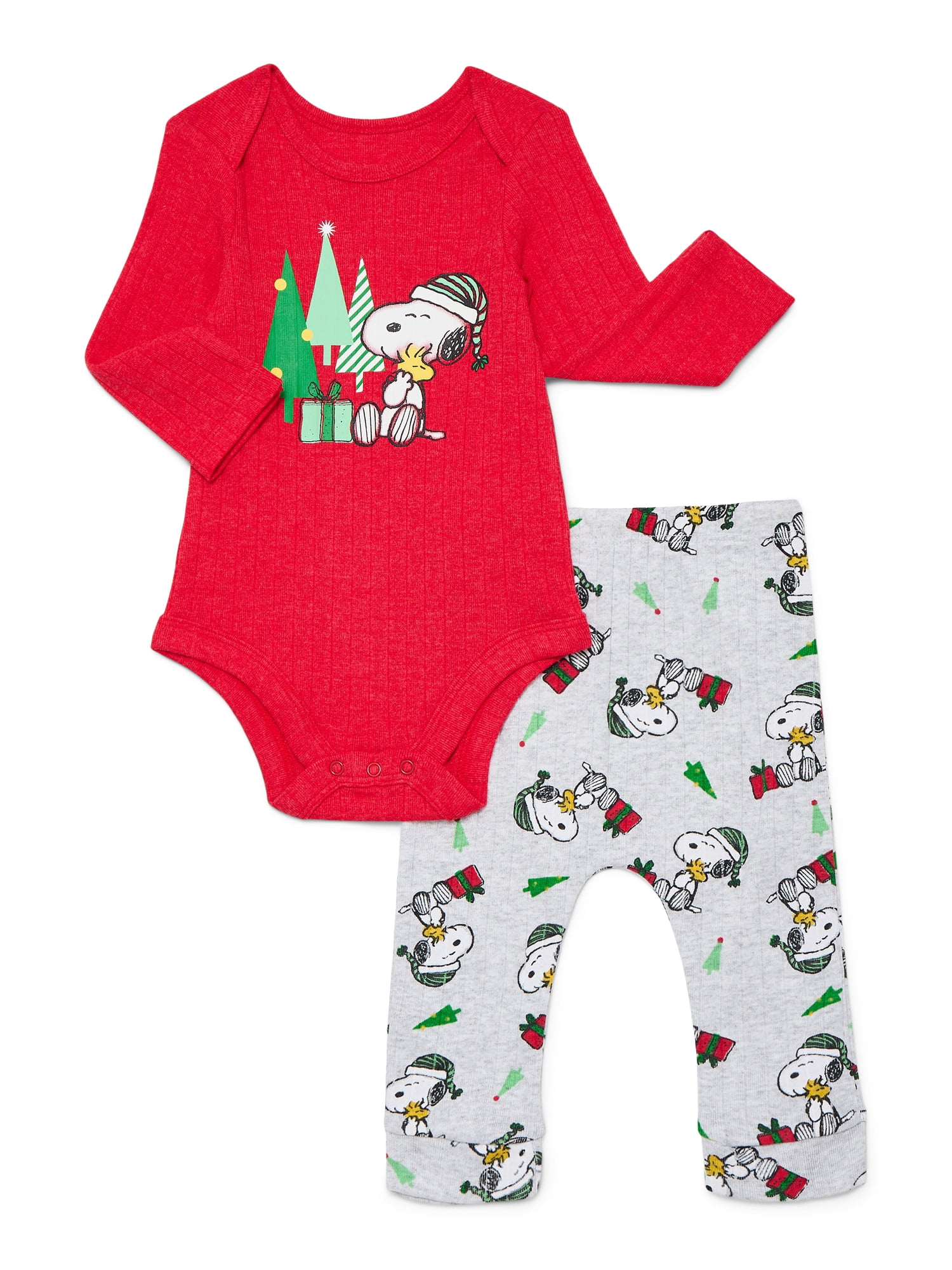 Snoopy Baby Boys Christmas Graphic Bodysuit and Jogger Pants Set, 2-Piece, Sizes 0M-12M