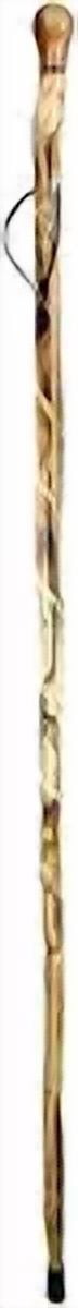 SE Natural Wood Weatherproof Walking Stick with Hand-Carved Spiral Design, Brown