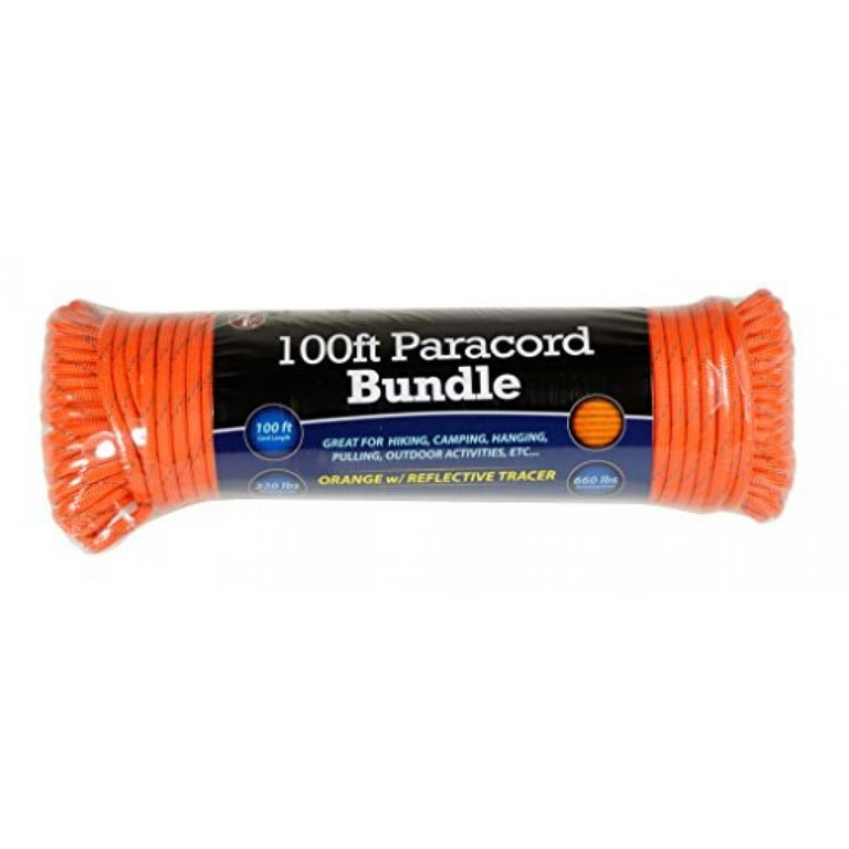 SE PC103OR55 100-ft. Paracord Bundle with 7 Strands in Orange with  Reflective Tracer