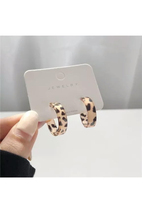 Women's Fashion Jewelry Leopard Pattern Acrylic Geometric Hoop Earrings