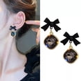 thumbnail image 1 of SE Women's Retro Style Black Bow Earrings, 1 of 8