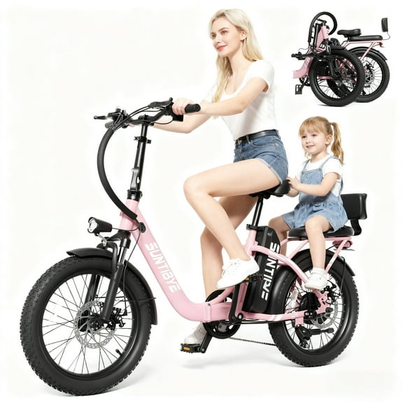 SE1 Folding Electric Bike 1000W 48V 15Ah, 20"x3.0" Commuter Ebike with Passenger Seat UL2849