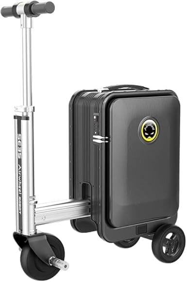 Black Hard Shell Smart Rideable Carry-on Luggage with TSA Lock