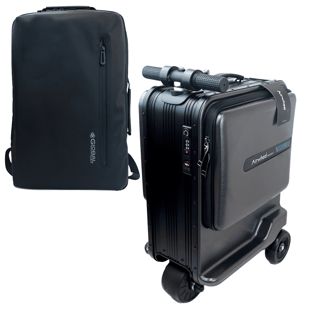 Airwheel SE3miniT and Global DRT 20 Inch Adult 2-Piece Hybrid Luggage Sets, Black