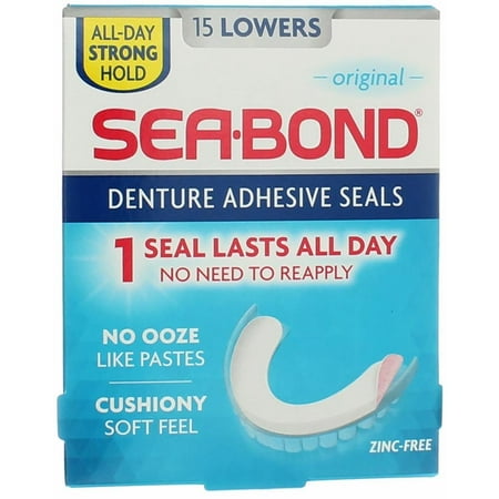 SEA-BOND Denture Adhesive Wafers Lowers Original 15 Each (Pack of 2)