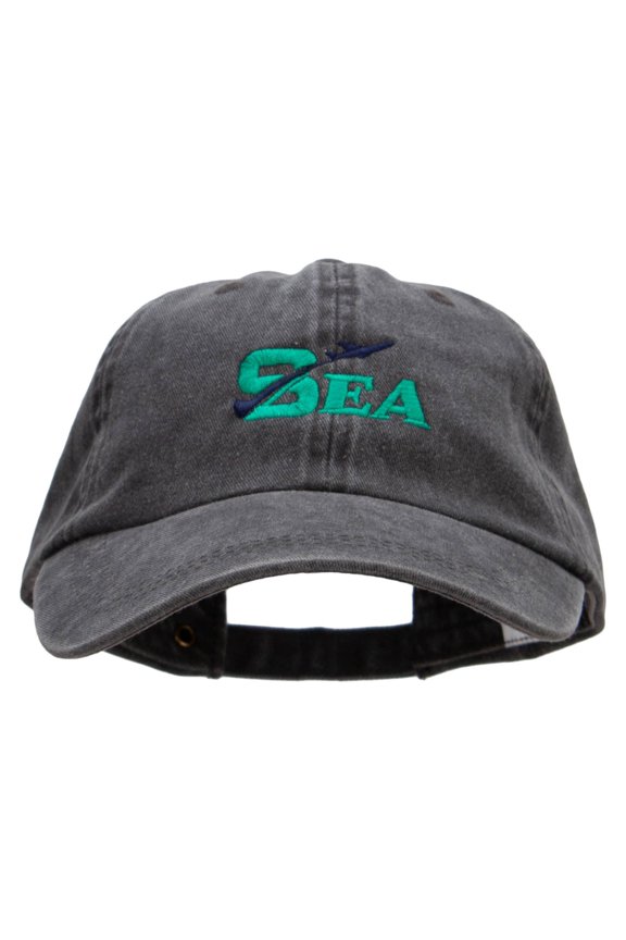 SEA Embroidered Pigment Dyed Wash Cap - Black OSFM