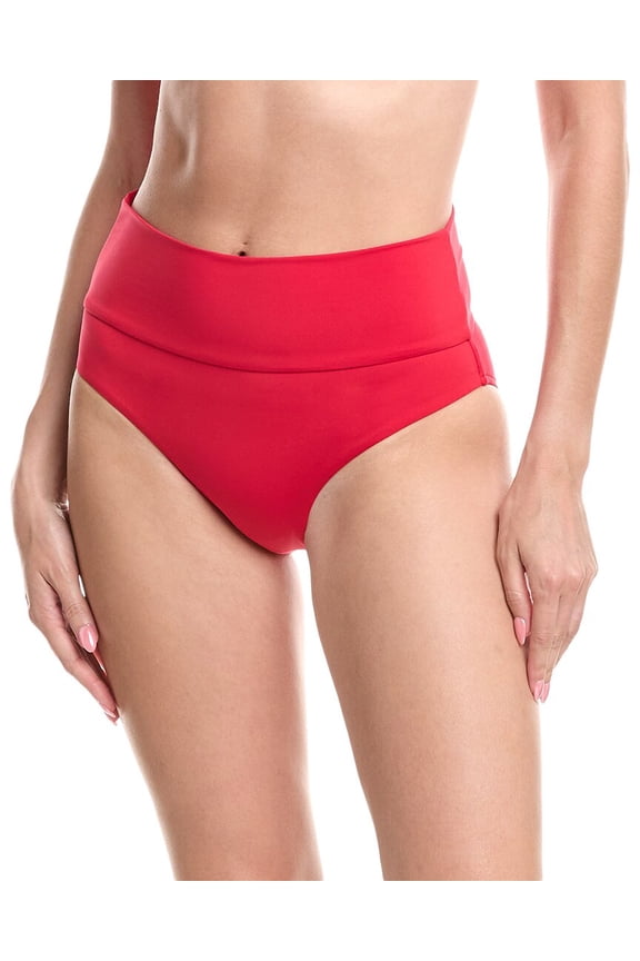 womens  Essentials Roll Band Bikini Bottom, 12, Red
