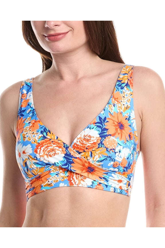 womens  Rio Cross Front Multifit Bra Top, US 8, Blue