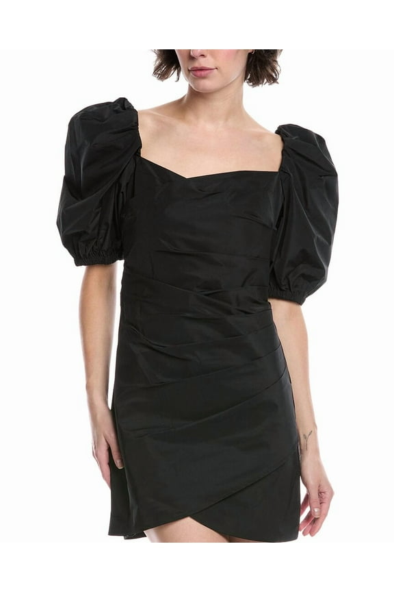 womens Diana Taffeta Mini Dress, 4, Black