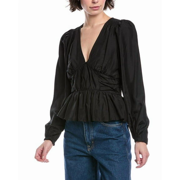 SEA NEW YORK womens  Fabiola Silk Top, 4, Black