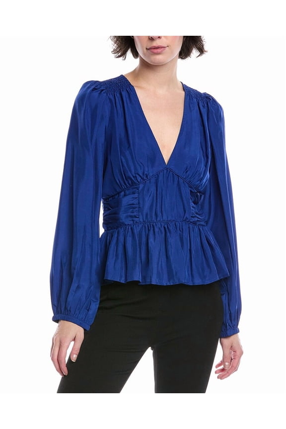 womens Fabiola Silk Top, 6, Blue
