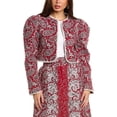 thumbnail image 1 of SEA NY womens  Theodora Paisley Quilted Cropped Jacket, L, Red, 1 of 3