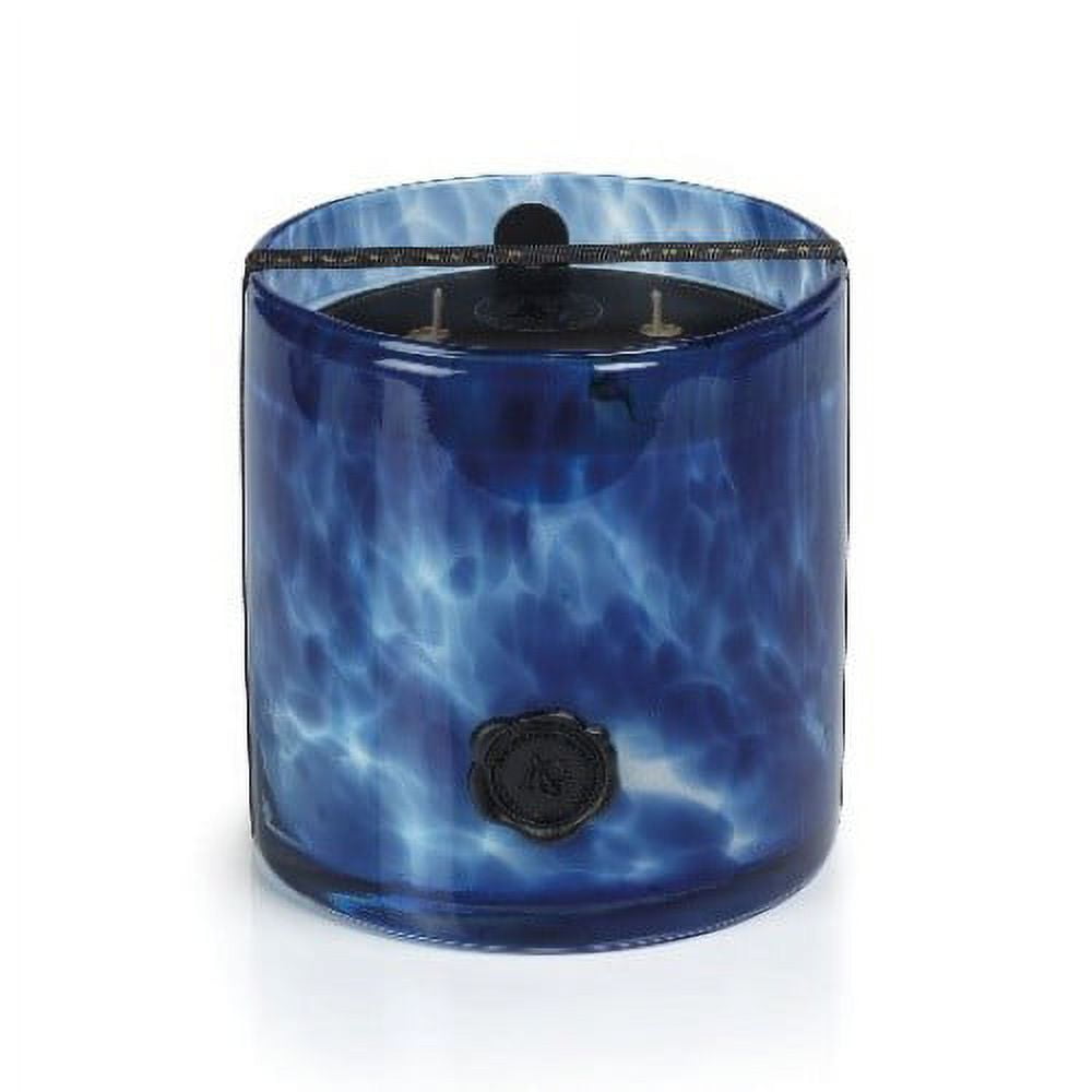 Large Blue Opal Glass Scented Jar Candle with Sea Salt & Coastal Mist