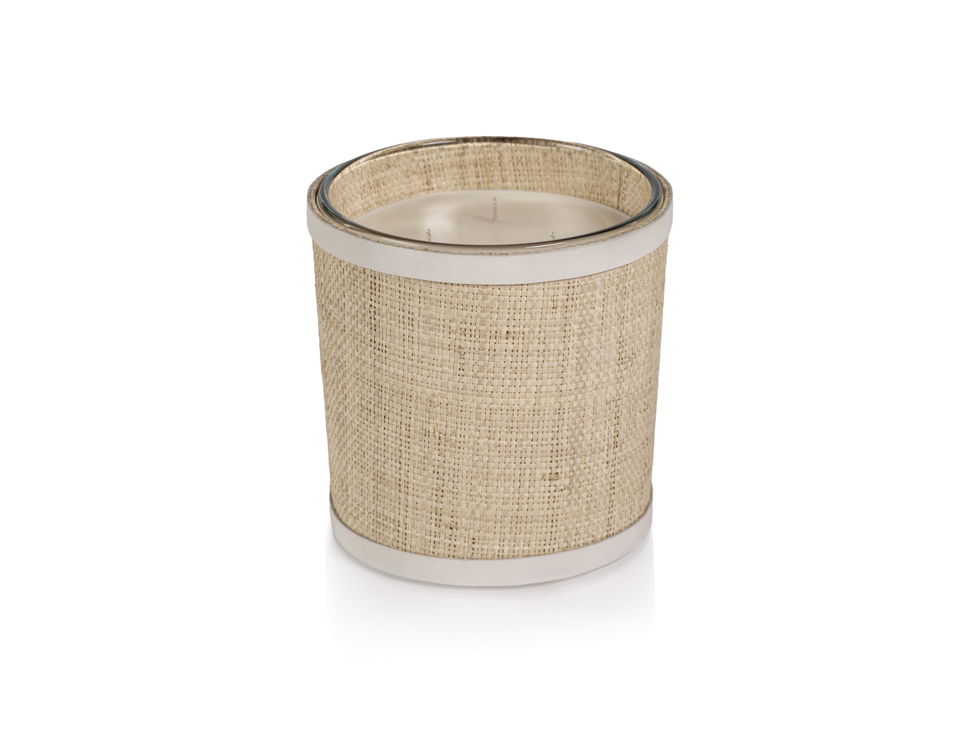 SEA SALT and COASTAL MIST Zodax Scented Jar Candle in Natural Raffia Basket - 19 oz