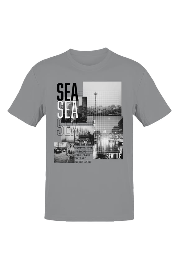 SEA Seattle Cityscape Collage Men's Sport Grey T-shirt
