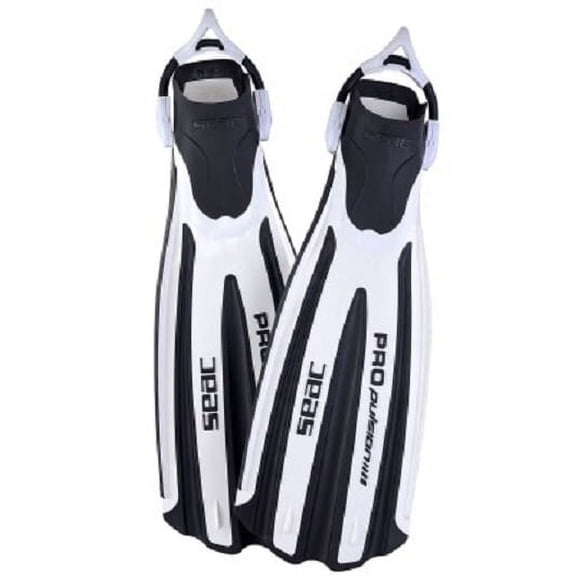 seac propulsion s - open heel scuba diving fins with sling strap- made in italy white medium/large, white, medium/large