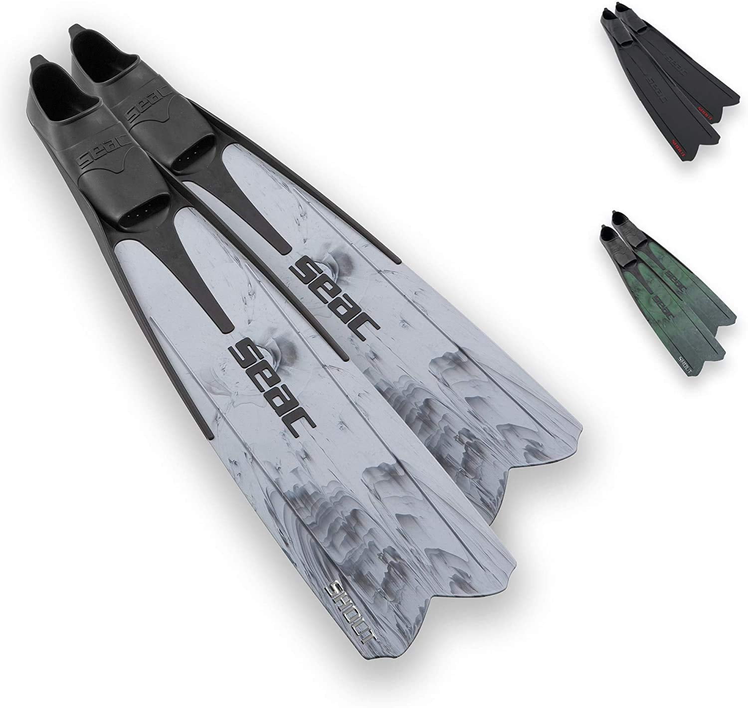 SEAC Shout Long Black Spearfishing Fins (Camo Gray, 4.5-5)
