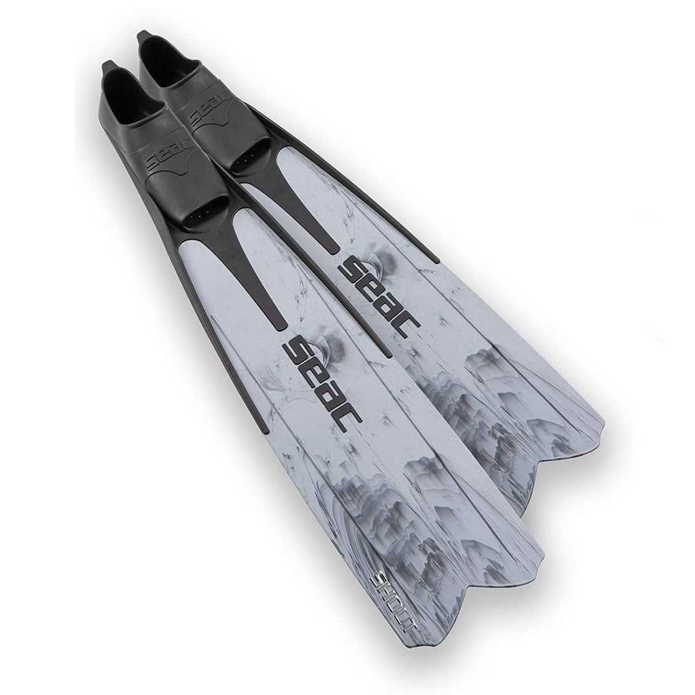 SEAC Shout Swim Long Fins for Freediving and Spearfishing, Size 11 to 12, Gray