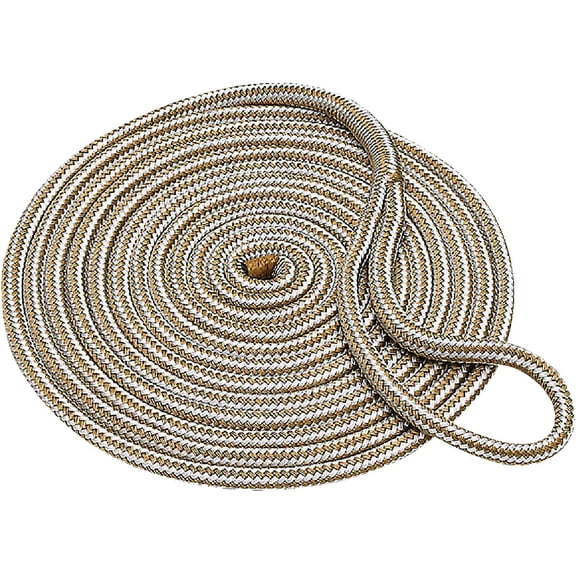 SEACHOICE Double-Braid Nylon Dock Line 3/8 x 15' 40011 Gold/White