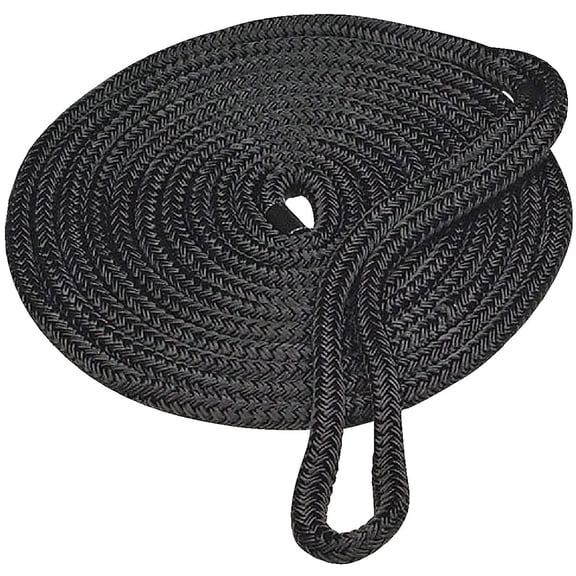 SEACHOICE Double-Braid Nylon Dock Line 3/8" x 15' 40291 Black