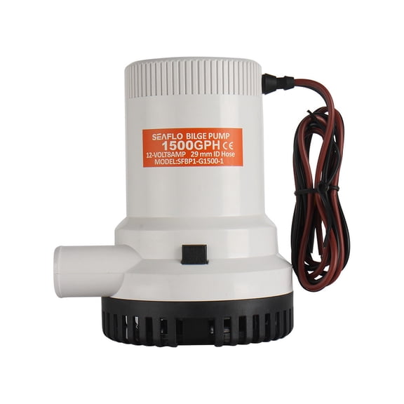 SEAFLO 01 Series 1500 GPH Bilge Pump 12V, 1-1/8" Outlet, Marine Submersible Pump with Anti-Airlock Protection, CE & Rohs Certified, 4-Year Warranty | Reliable for Boats and Marine Applications