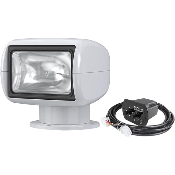 SEAFLO 02 Series 360 Rotating 12V DC Remote Control Halogen Boat Searchlight 50W, IP65 Waterproof, Beam Distance: 1266 FT (386m) - (Candle Power: 175000cd, Voltage: 12V)