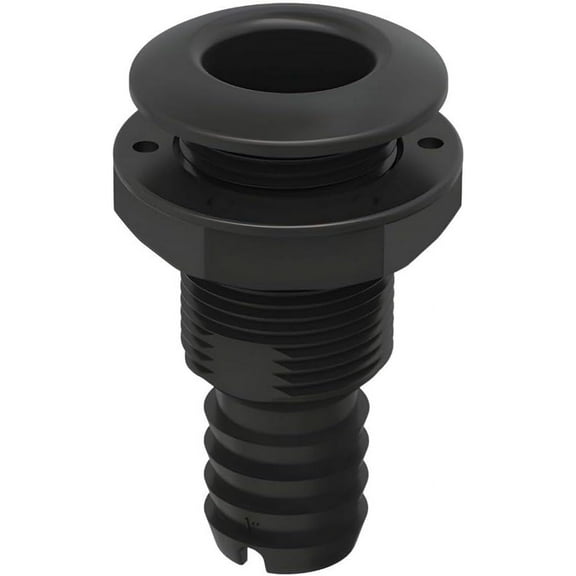 SEAFLO 1-1/2", Black (1-Pack) Thru Hulls Fitting Thru-Hull with Check Valve, Polypropylene + Glass-Filled Nylon, 4-Year Warranty