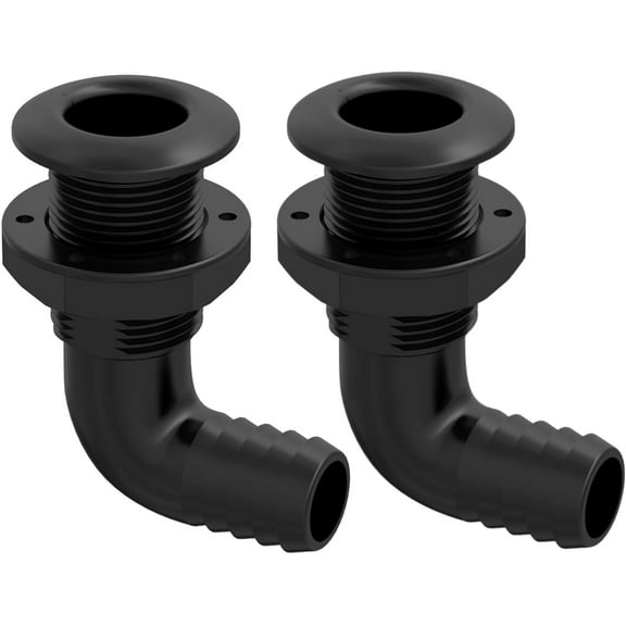 SEAFLO 1" 90 Angled Thru Hull Through-Hull Fitting with Built-In-Check Valve Anti-Corrosion and Ultra-Durable for Marine, Boat, Yacht, RV, Truck - 4-Year Warranty! (1", Black, 10-pack)