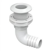 SEAFLO 1" 90  Angled Thru Hull Through-Hull Fitting with Built-in-Check Valve   Anti-Corrosion and Ultra-Durable for Marine, Boat, Yacht, RV, Truck - ! 1", White, 1-Pack