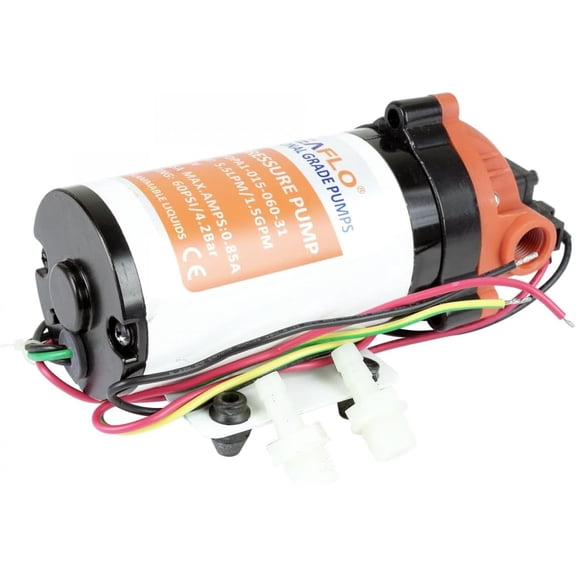 SEAFLO 110V 1.5 GPM 60 PSI 31-Series DC Diaphragm Pump Self-Priming High-Pressure Water Pump for RVs, Boats, Agriculture, and Cleaning Quiet Operation, Run-Dry Safe, Built-In Pressure Switch