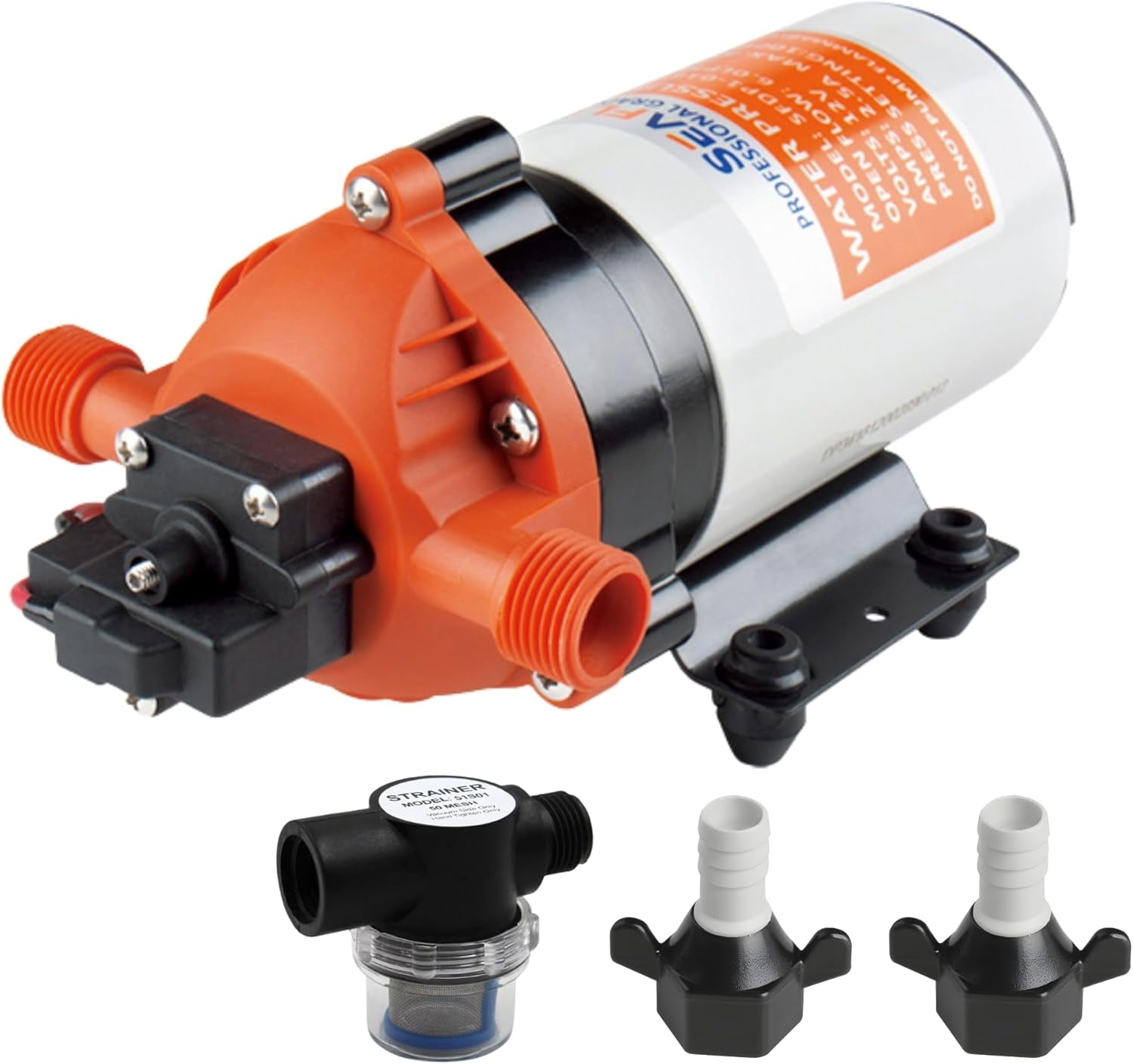 SEAFLO 12V 1.6 GPM 100 PSI 34 Series Water Pressure Diaphragm Pump | Continuous Duty, Built-In Pressure Switch, Self-Priming, and 4-Year Warranty