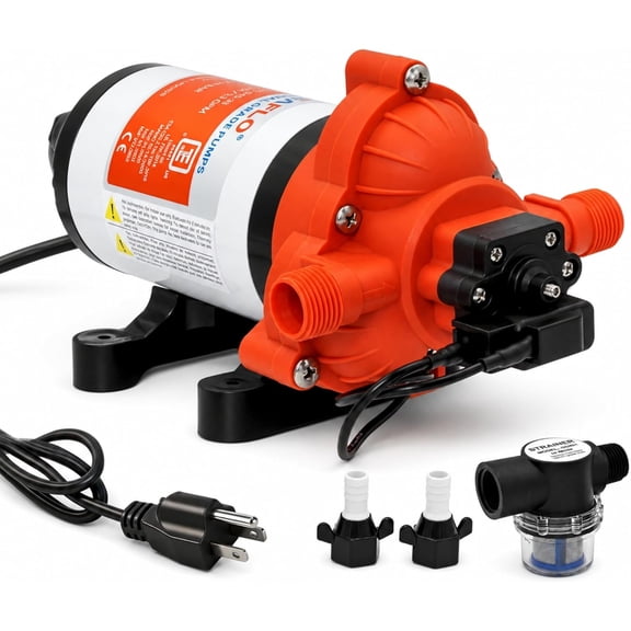 SEAFLO Automatic RV and Marine Fresh Water Pump, 33 Series, 12V DC, 3.0 GPM, 45 PSI, Self-Priming, 4-Year Warranty