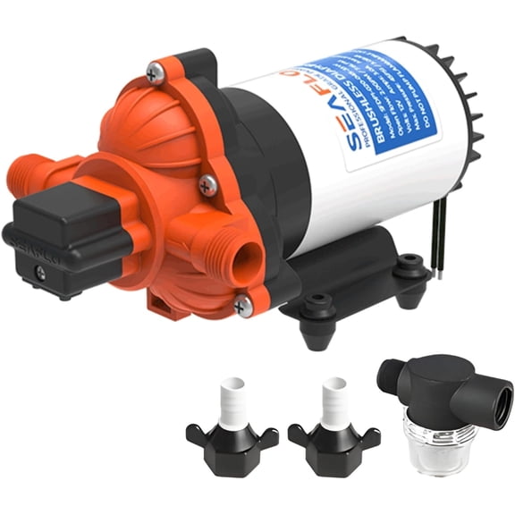 SEAFLO 33W Series Brushless Automatic Demand Diaphragm Pump 115 VAC, 3.0 GPM, 45 PSI | Quiet Operation, Self-Priming, Overload Protection, Ideal for Medical, Cleaning, and Sanitation Applications