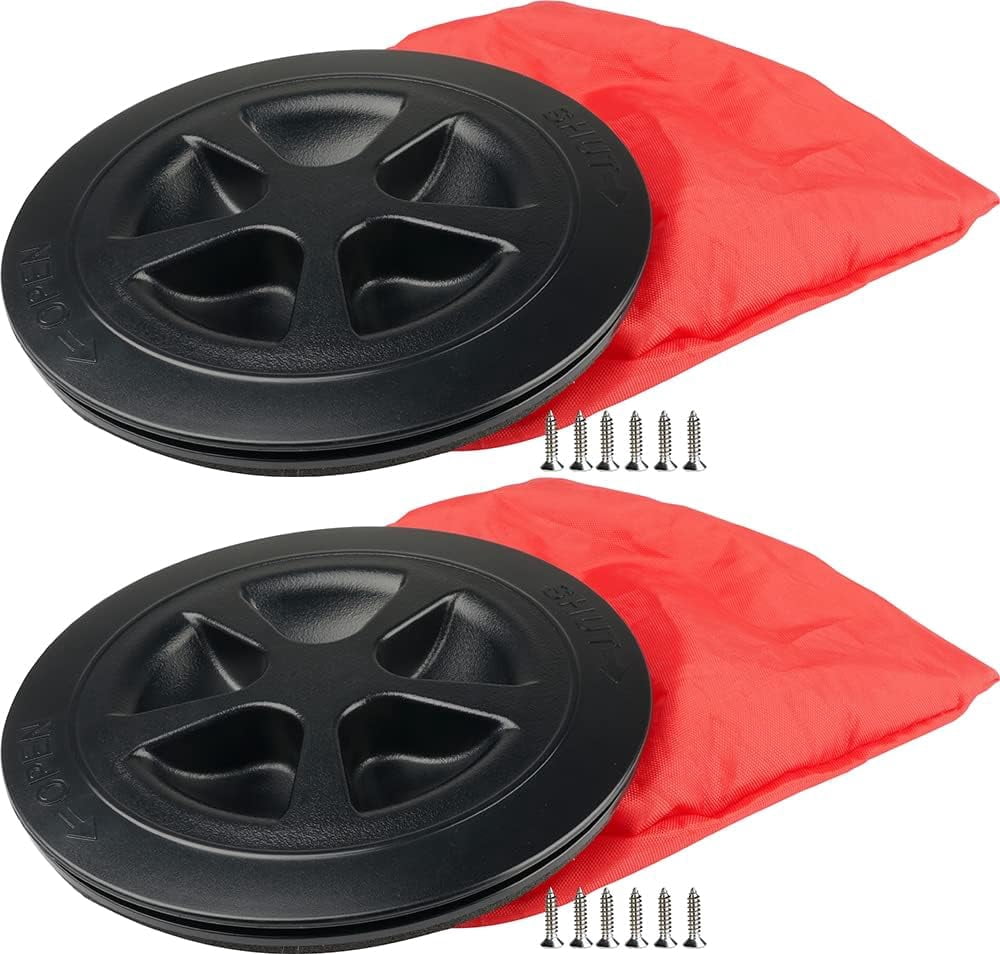 SEAFLO Deck Plate Hatch for Marine Boat Kayak Choose Size, Color and Storage Bag (6", Black with Storage Bag 2-Pack)