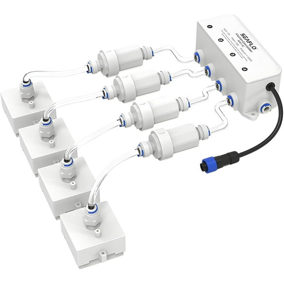 SEAFLO Dry Bilge 4-Zone Splitter System (12V) - 4 Year Warranty, Four Way Inlet Water Solenoid Valve, Marine Yacht Bilge Management