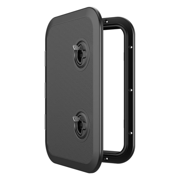 SEAFLO Locking Marine Boat Deck Rectangular Access Hatch - 12.4" x 17.32" (315mm x 440mm) with Lock and Keys, 180 Opening Lid, Non-Skid, Corrosion and UV Resistant, 4-Year Warranty! (Black/Lock)