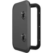 SEAFLO Locking Marine Boat Deck Rectangular Access Hatch - 12.4" x 17.32" 315mm x 440mm with Lock and Keys, 180  Opening Lid, Non-Skid, Corrosion and UV Resistant, ! Black/Lock